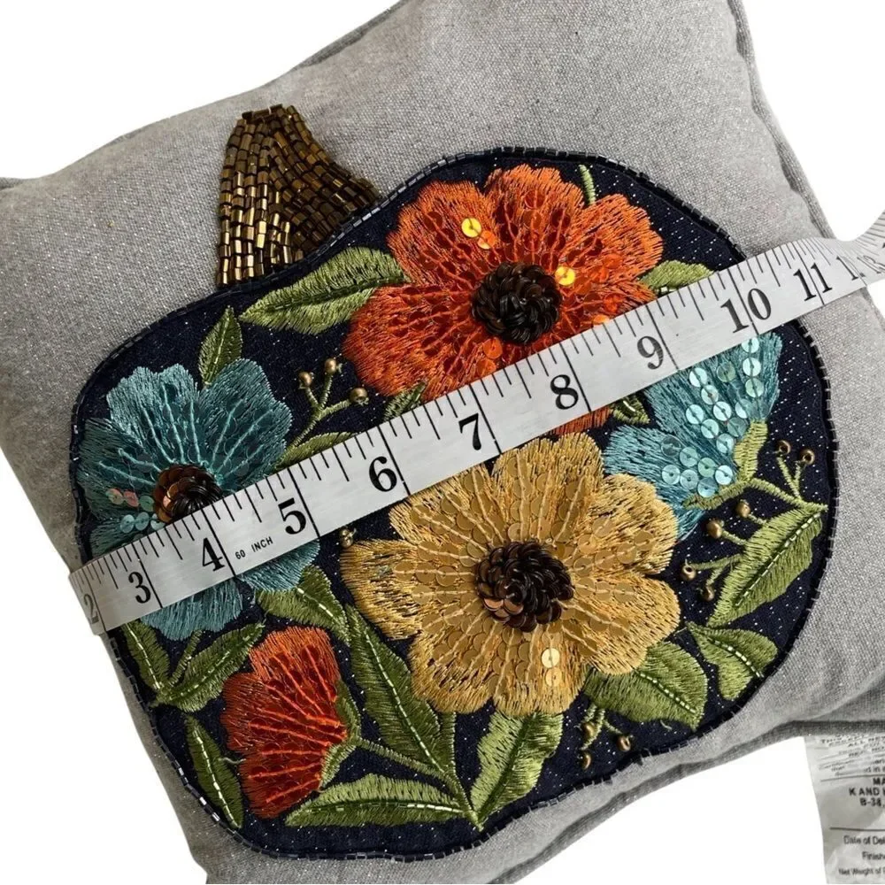 Autumn Blessings Pumpkin Sequined Accent Pillow NWOT